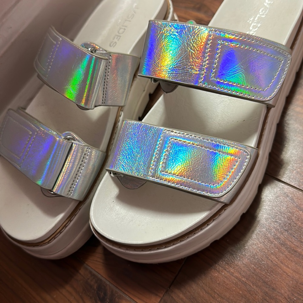 J SLIDES white shoes